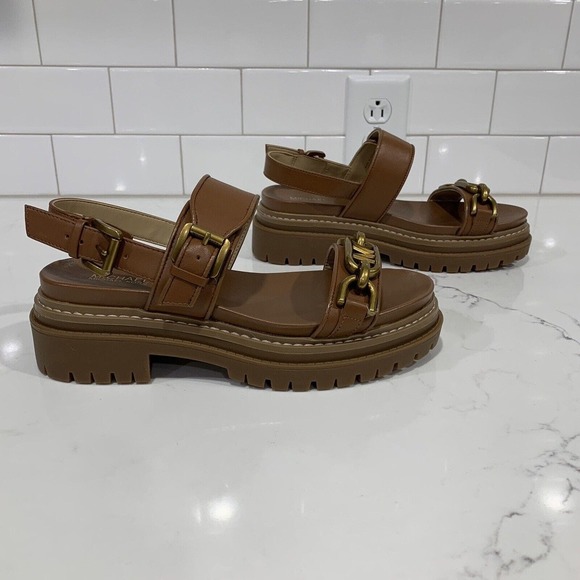 Michael Michael Kors | Sandals Brown Leather Kailey Lug Platform NEW - Picture 4 of 8